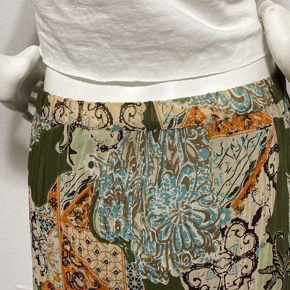 Y2K Earth Tone Pleated Midi Skirt Size Large - Picture 4 of 5